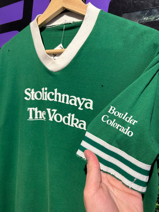 70s Stolichnaya The Vodka Boulder Colorado Jersey Shirt. Size M/L