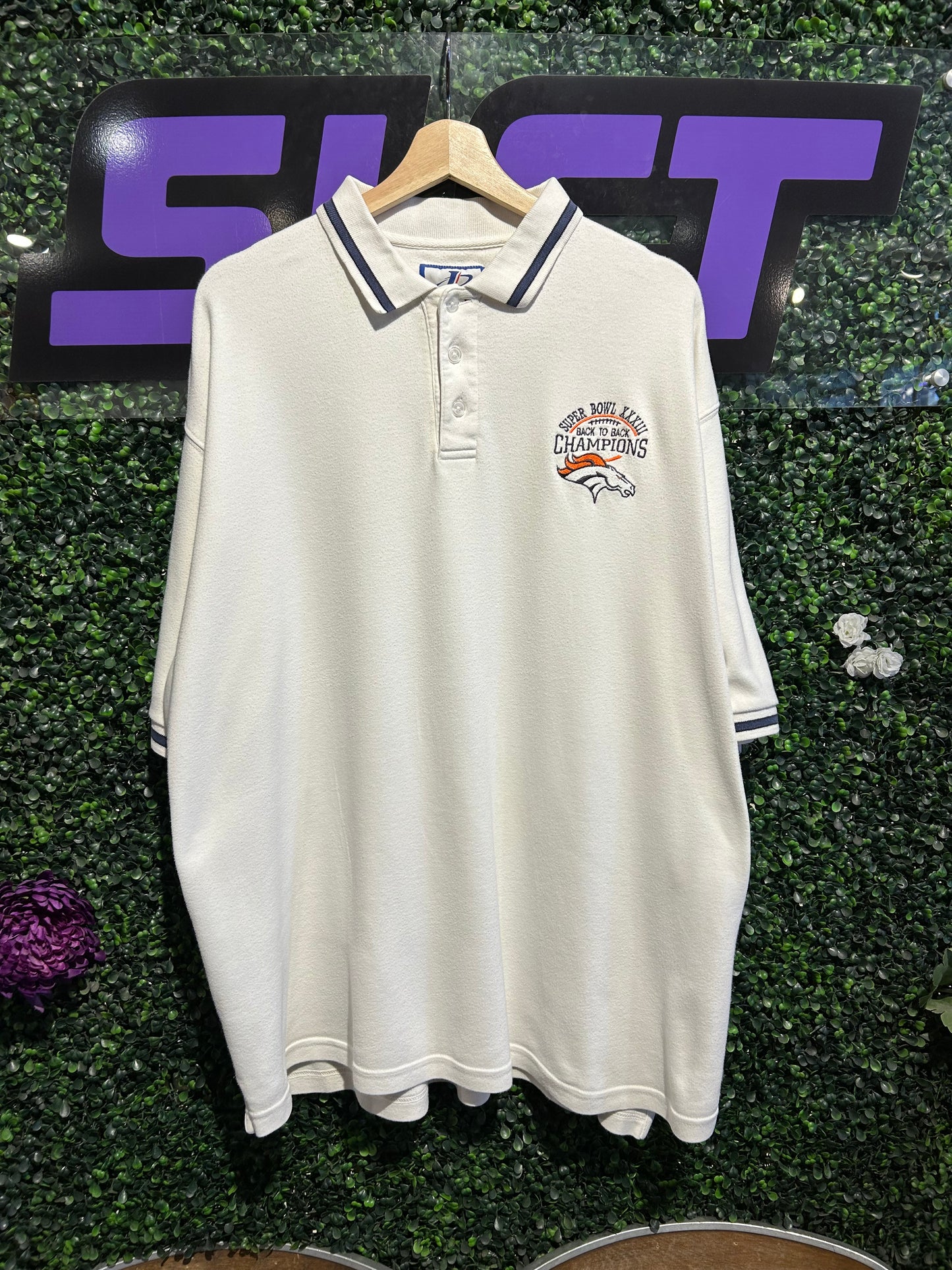 1999 Denver Broncos Back To Back Super Bowl Polo Shirt. Size XL