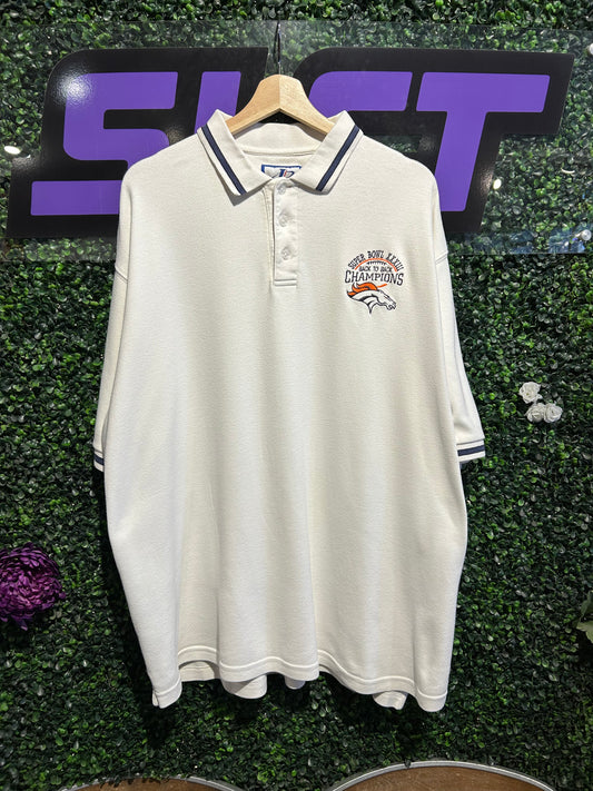 1999 Denver Broncos Back To Back Super Bowl Polo Shirt. Size XL