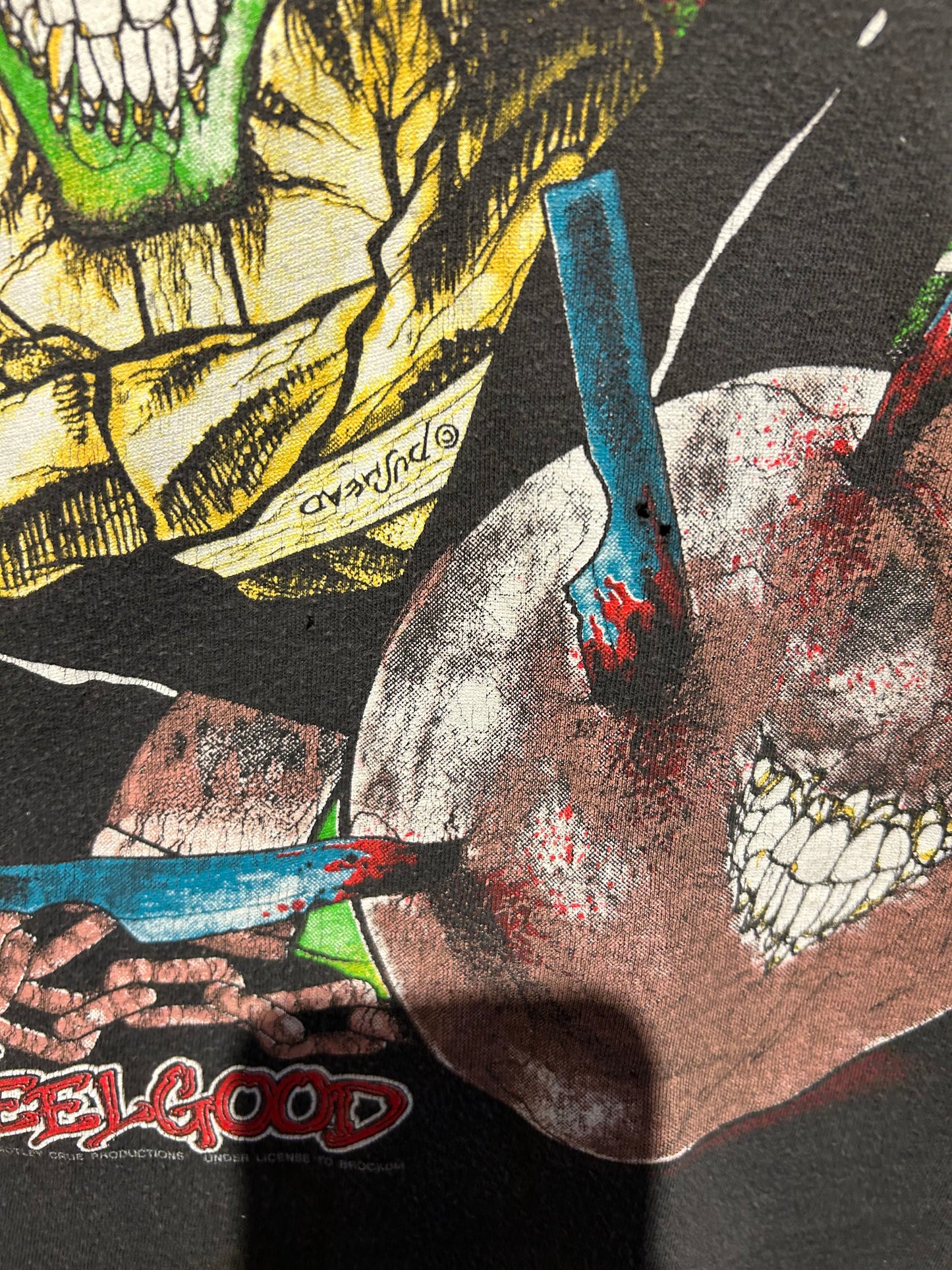 1989 Motley Crue Dr. Feelgood Pushead Tour T-Shirt. Size Medium