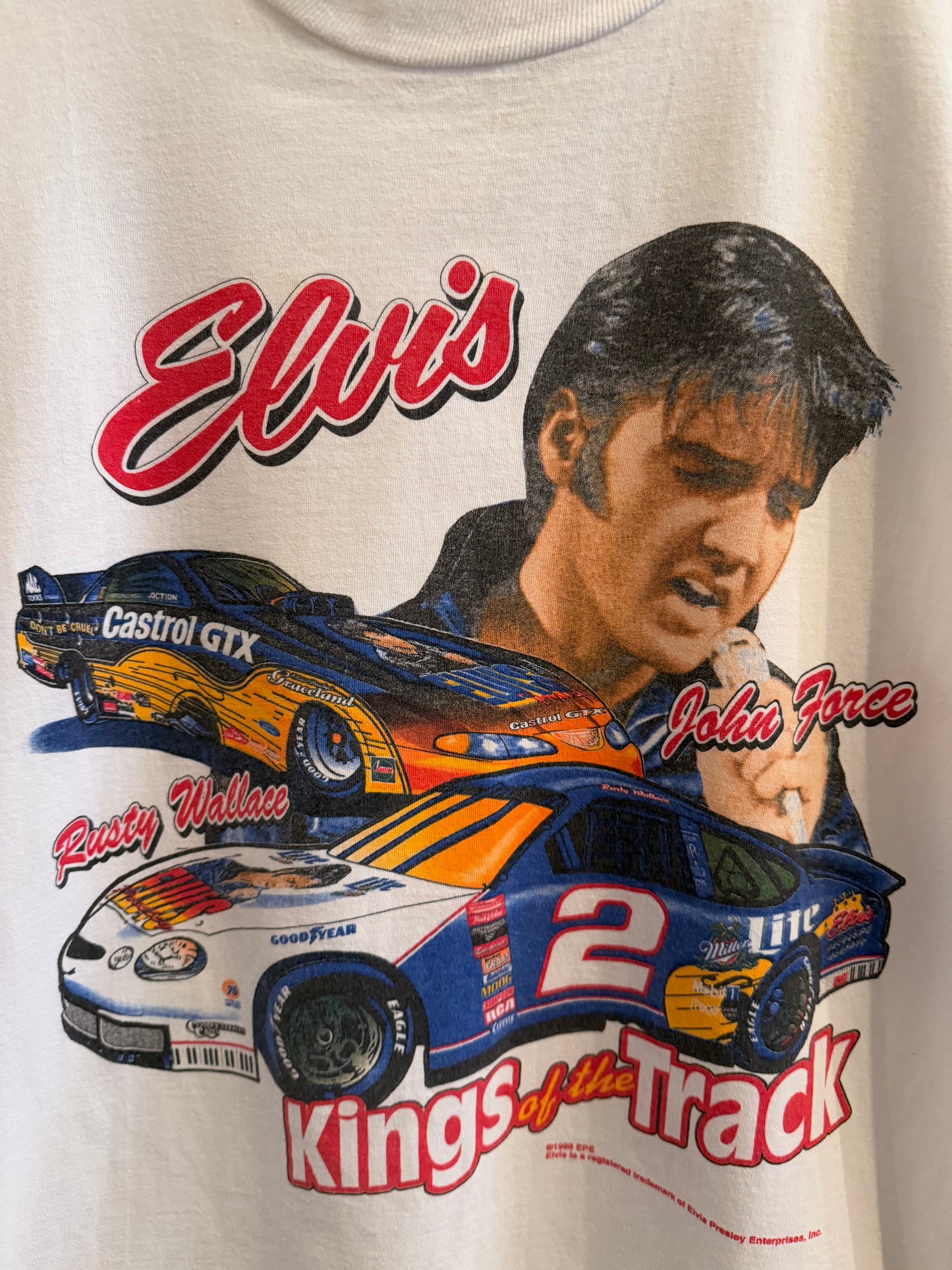 1998 Elvis Kings of the Track Racing T-Shirt Size Large