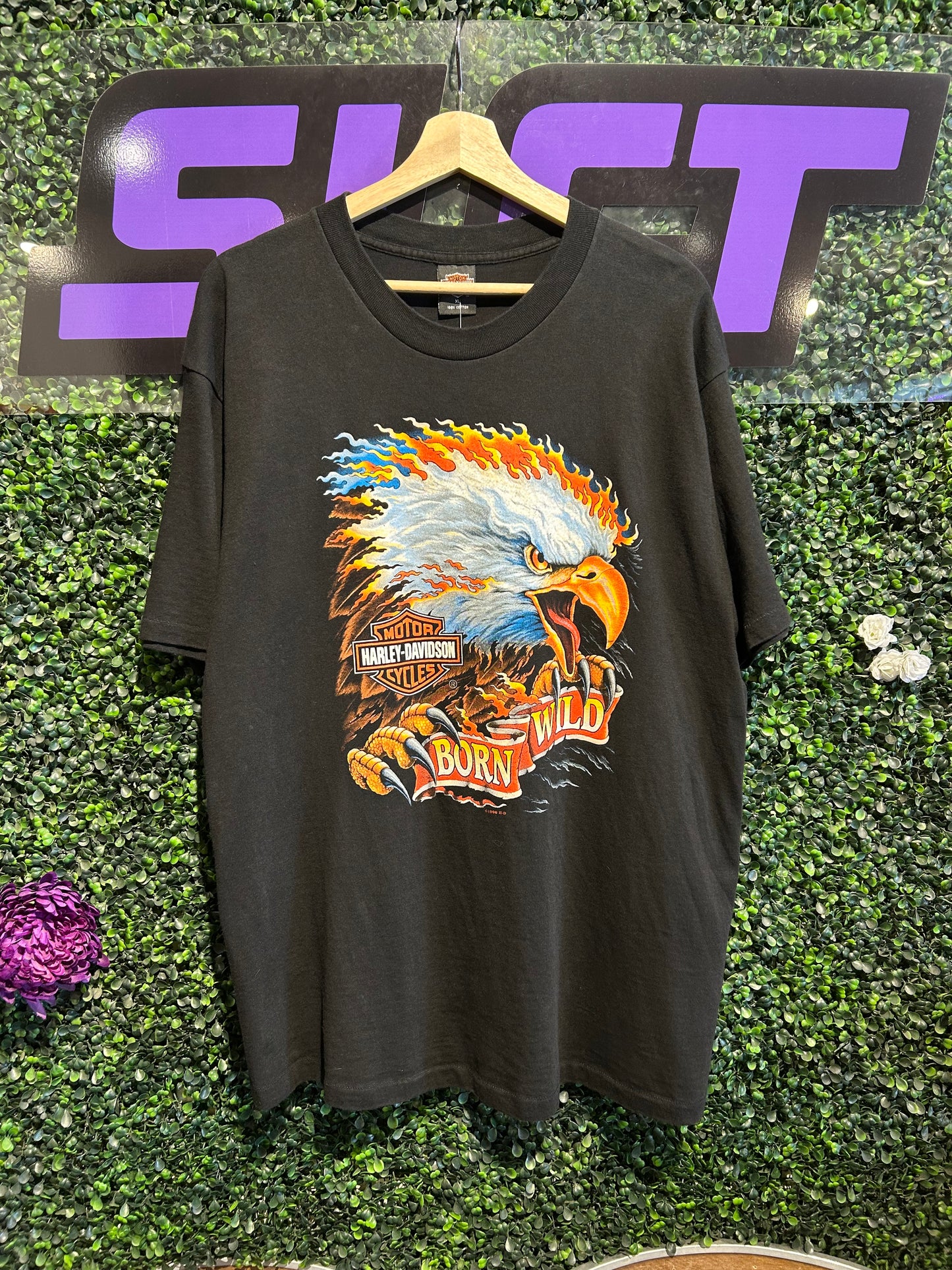 1996 Harley Davidson Born Wild Eagle T-Shirt. Size XL