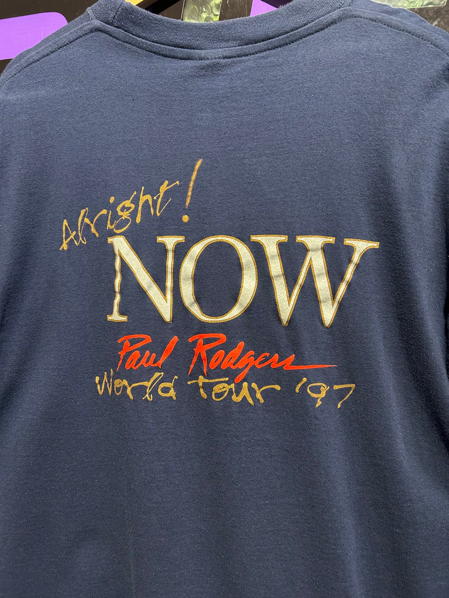 1997 Paul Rodgers Now World Tour T-Shirt. Size Large