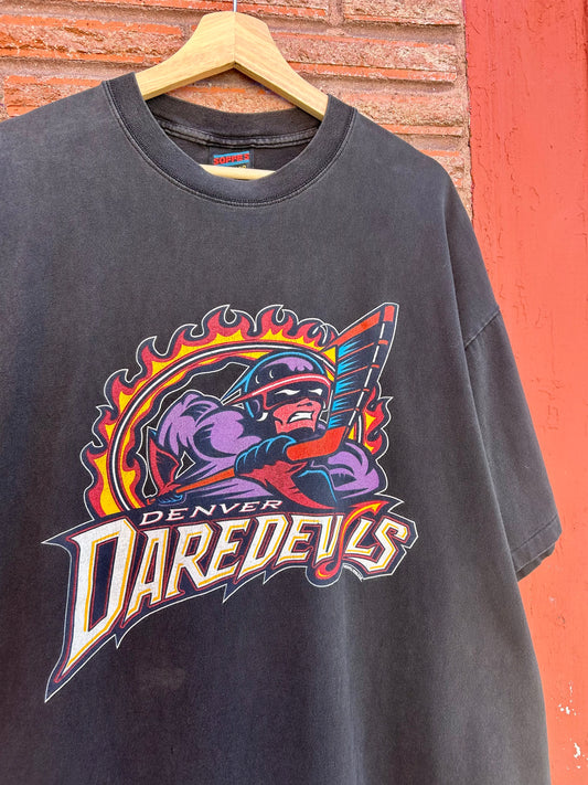 90s Denver Daredevils Roller Hockey Team T-Shirt. Size XL