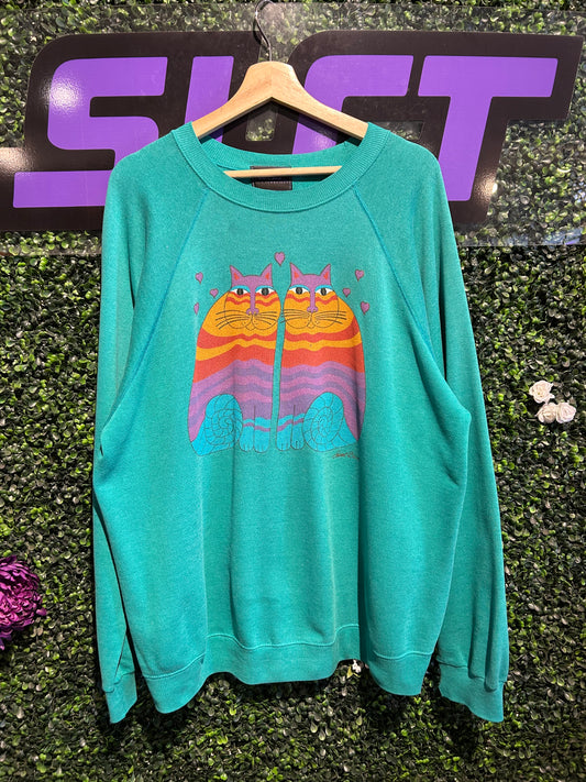 80s San Francisco Cat Art Crewneck. Size XL