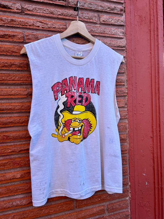 70s Panama Red Cut-Off T-Shirt. Size Medium