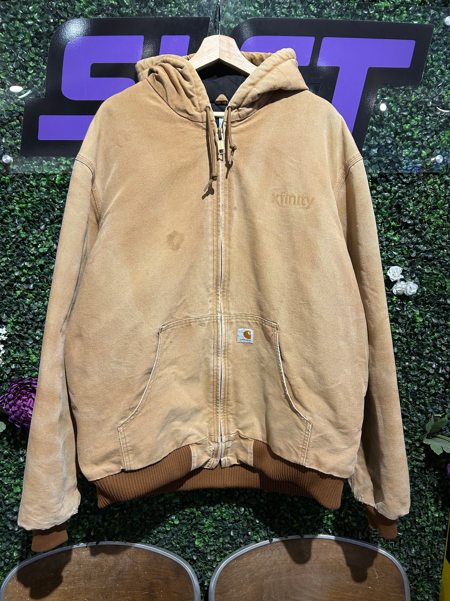 Vintage Carhartt Xfinity Zip-Up Hooded Jacket. Size XL
