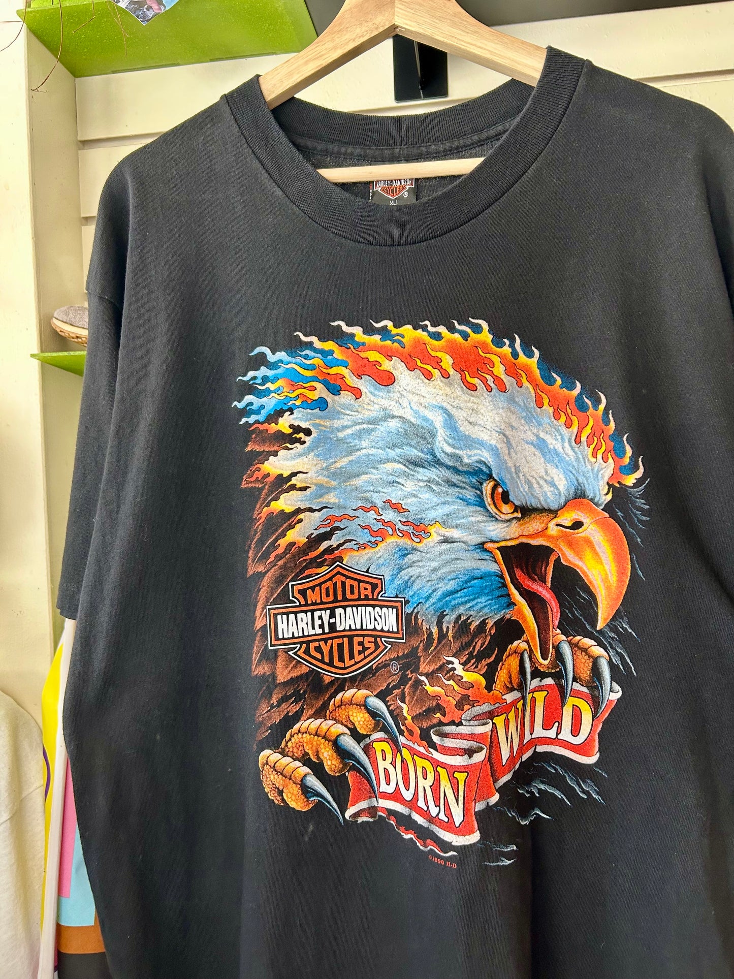 1996 Harley Davidson Born Wild Eagle T-Shirt. Size XL