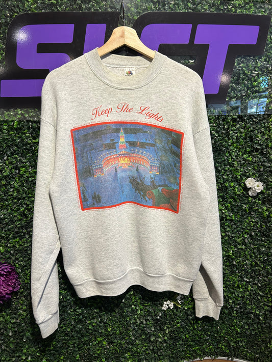 90s Keep The Lights Crewneck. Size Large