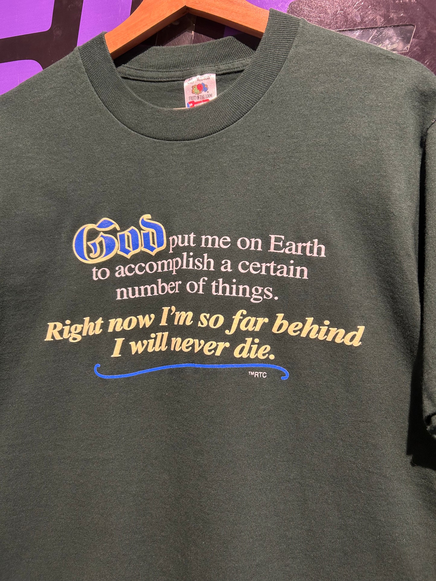 90s God Put Me On Earth T-Shirt. Size Medium