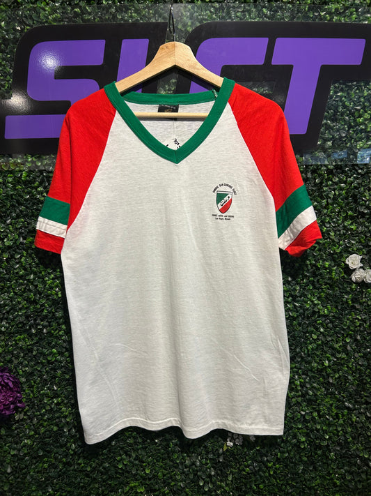 70s Annual San Gennaro Feast V-Neck Shirt. Size Large