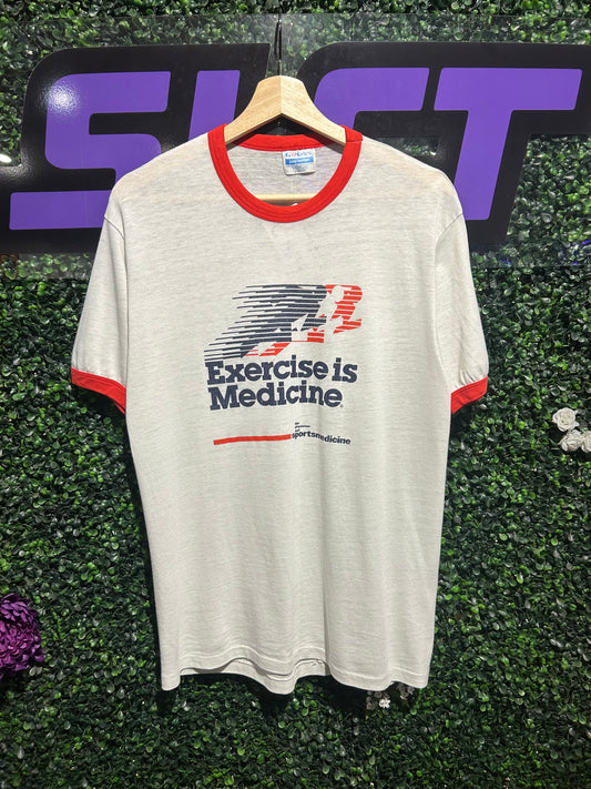 80s Exercise Is Medicine T-Shirt. Size Large