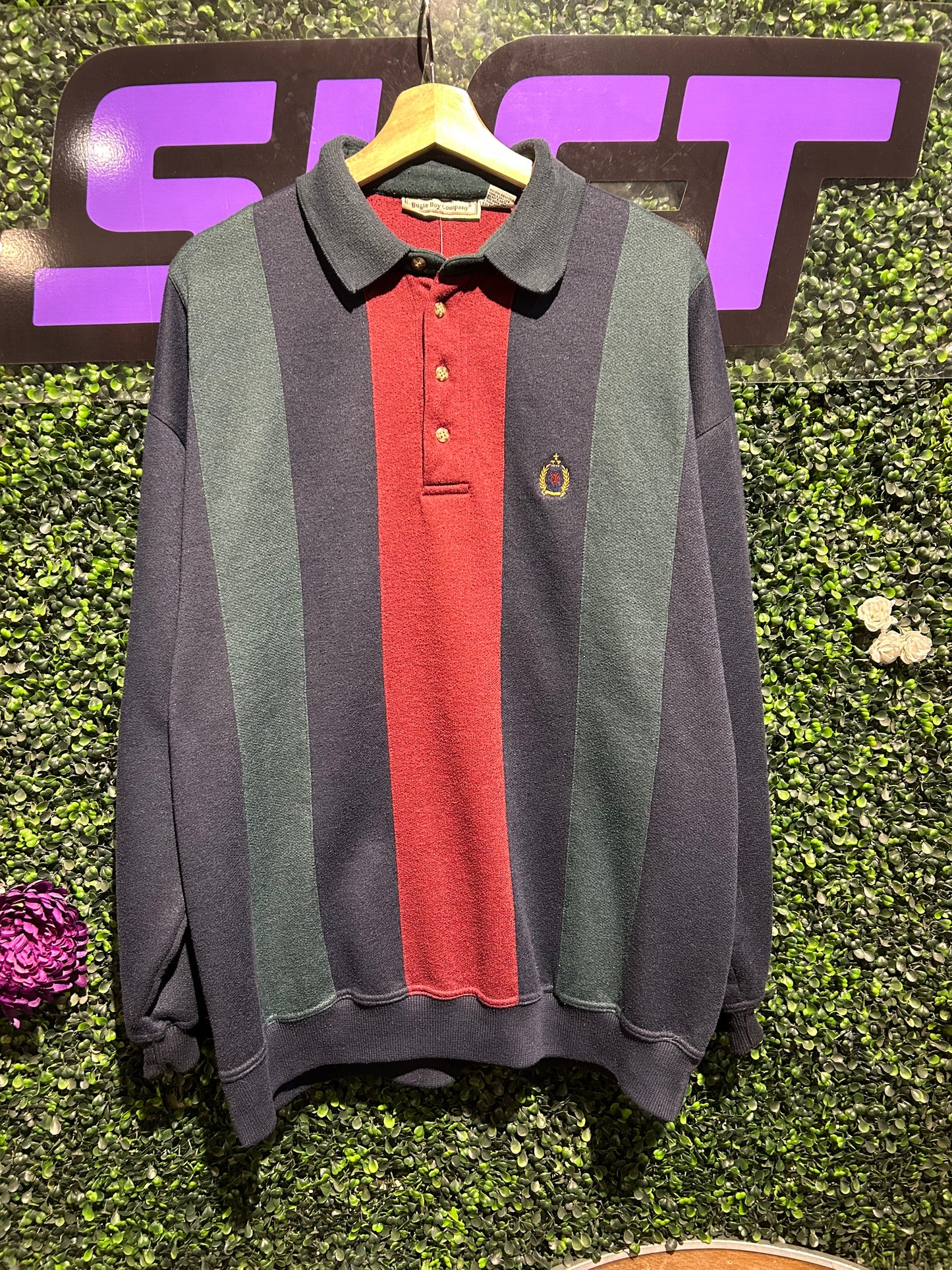 Vintage Bugle Boy Collared Sweatshirt. Size L/XL