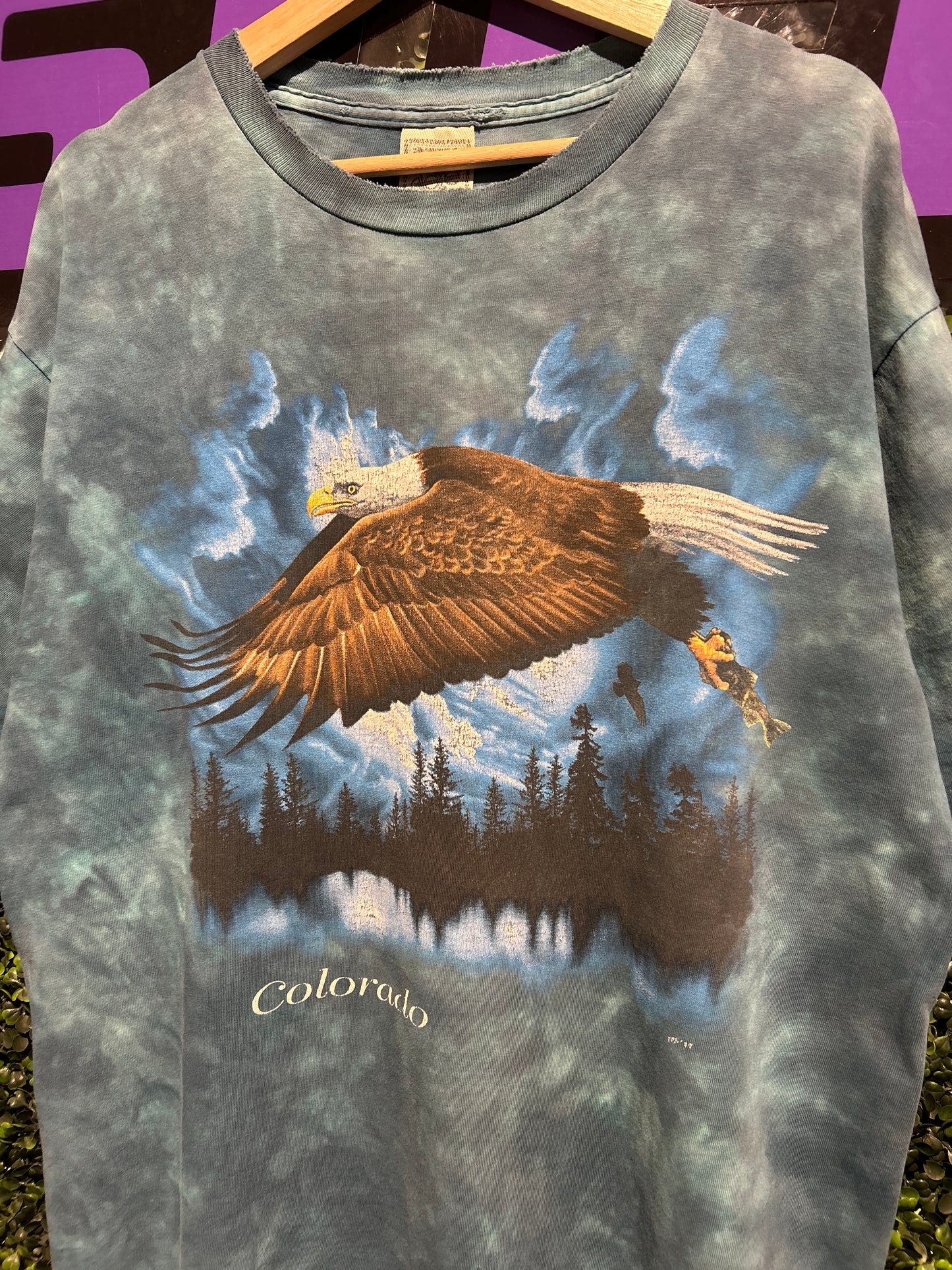 90s Colorado Eagle Tie-Dye T-Shirt. Size Large
