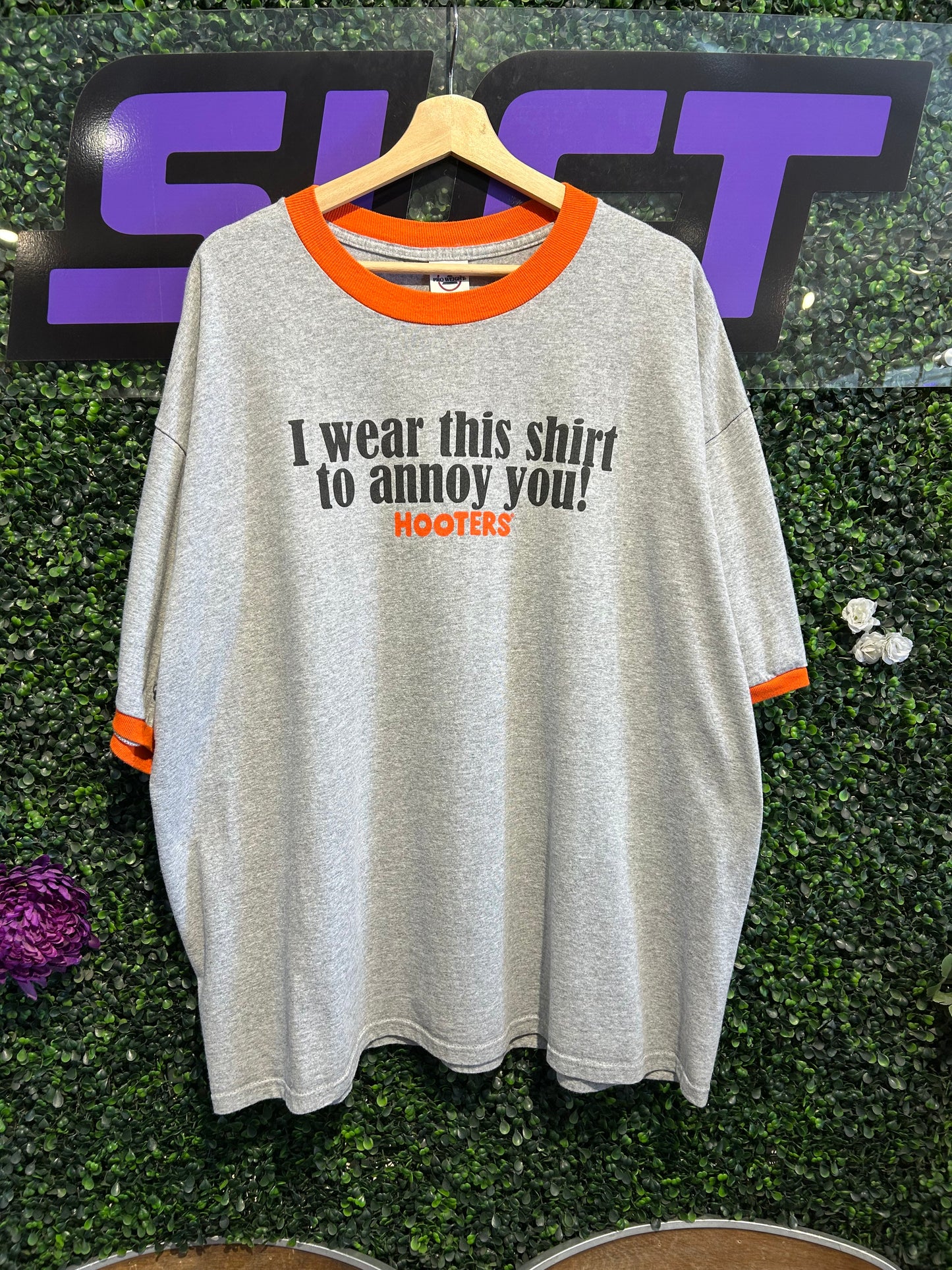 Vintage Hooters Annoy You Ringer T-Shirt. Size XXL