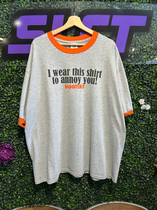 Vintage Hooters Annoy You Ringer T-Shirt. Size XXL