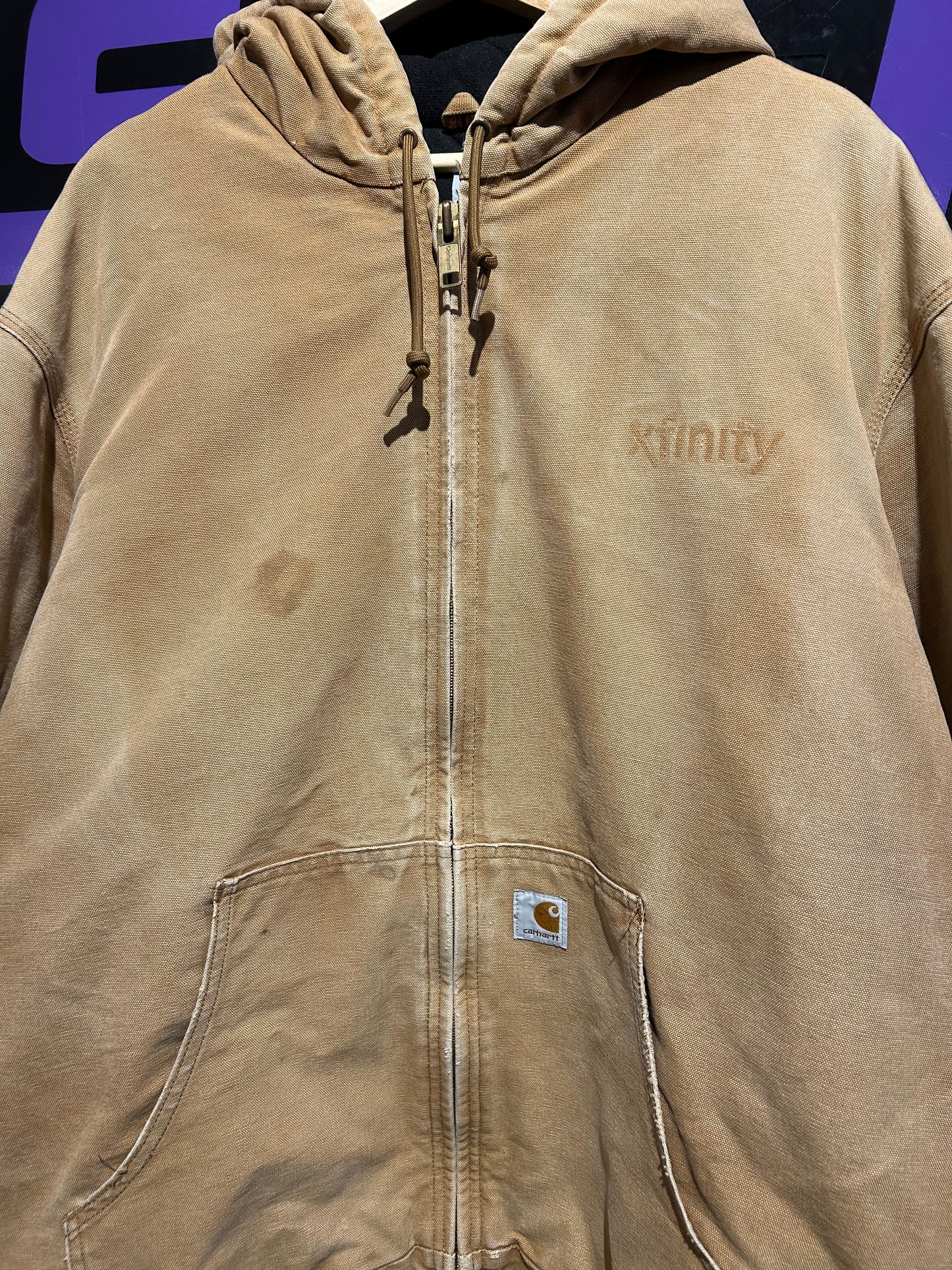 Vintage Carhartt Xfinity Zip-Up Hooded Jacket. Size XL
