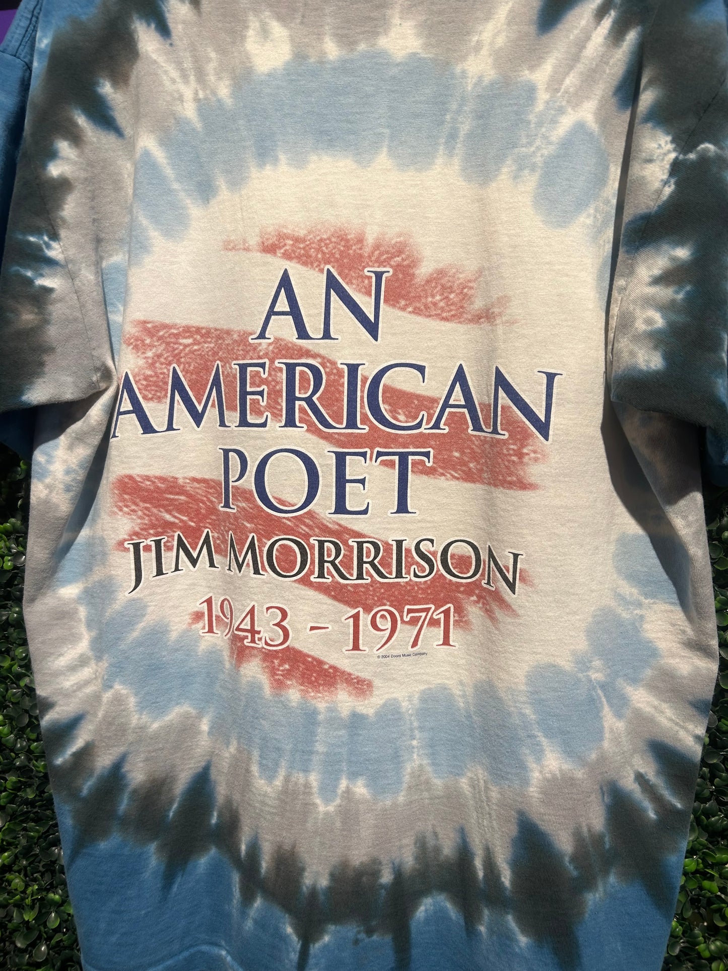 2004 The Doors Jim Morrison Memorial Liquid Blue Tie-Dye T-Shirt. Size Large