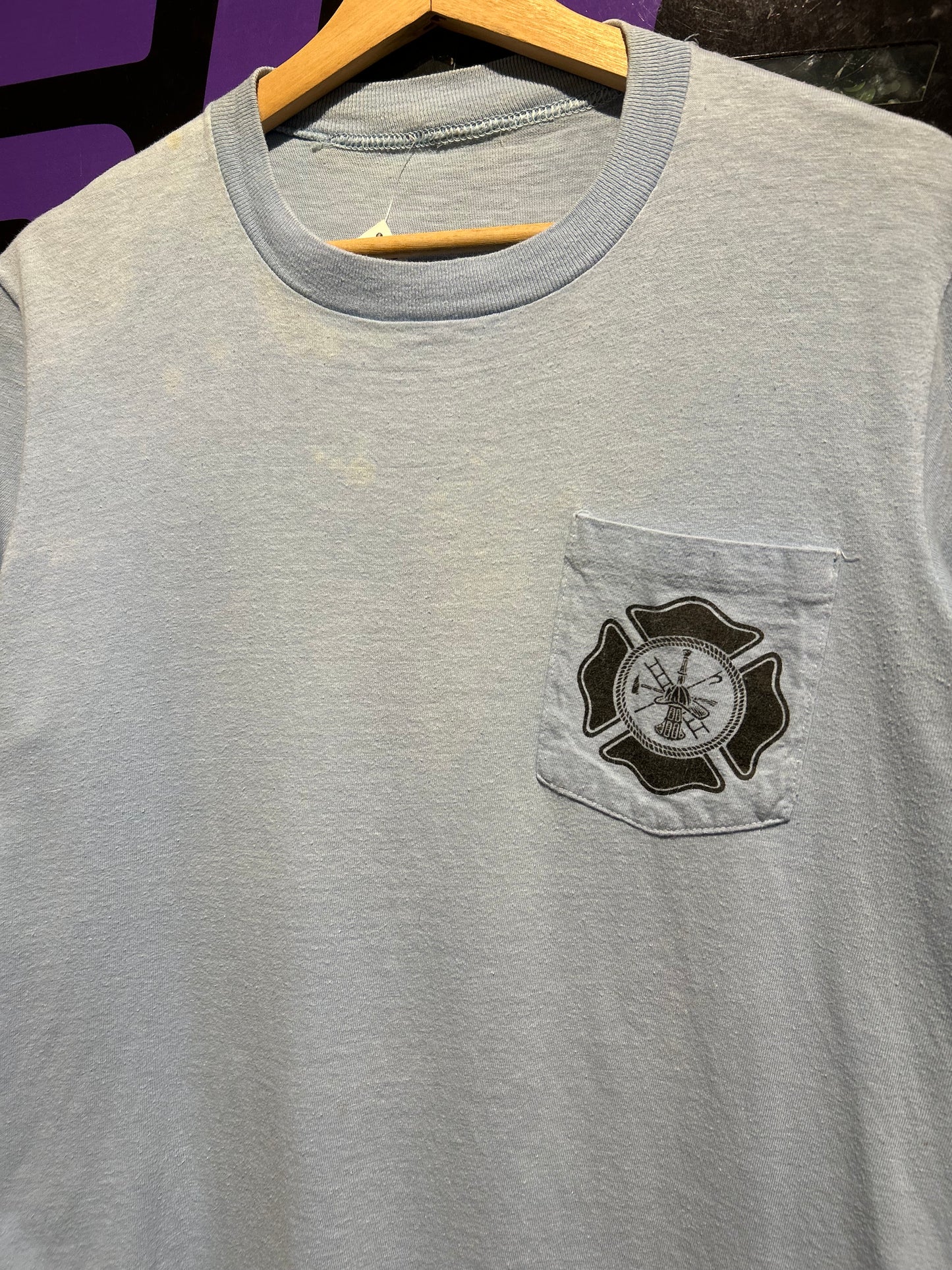 80s Firefighter Aerial High Pocket T-Shirt. Size M/L