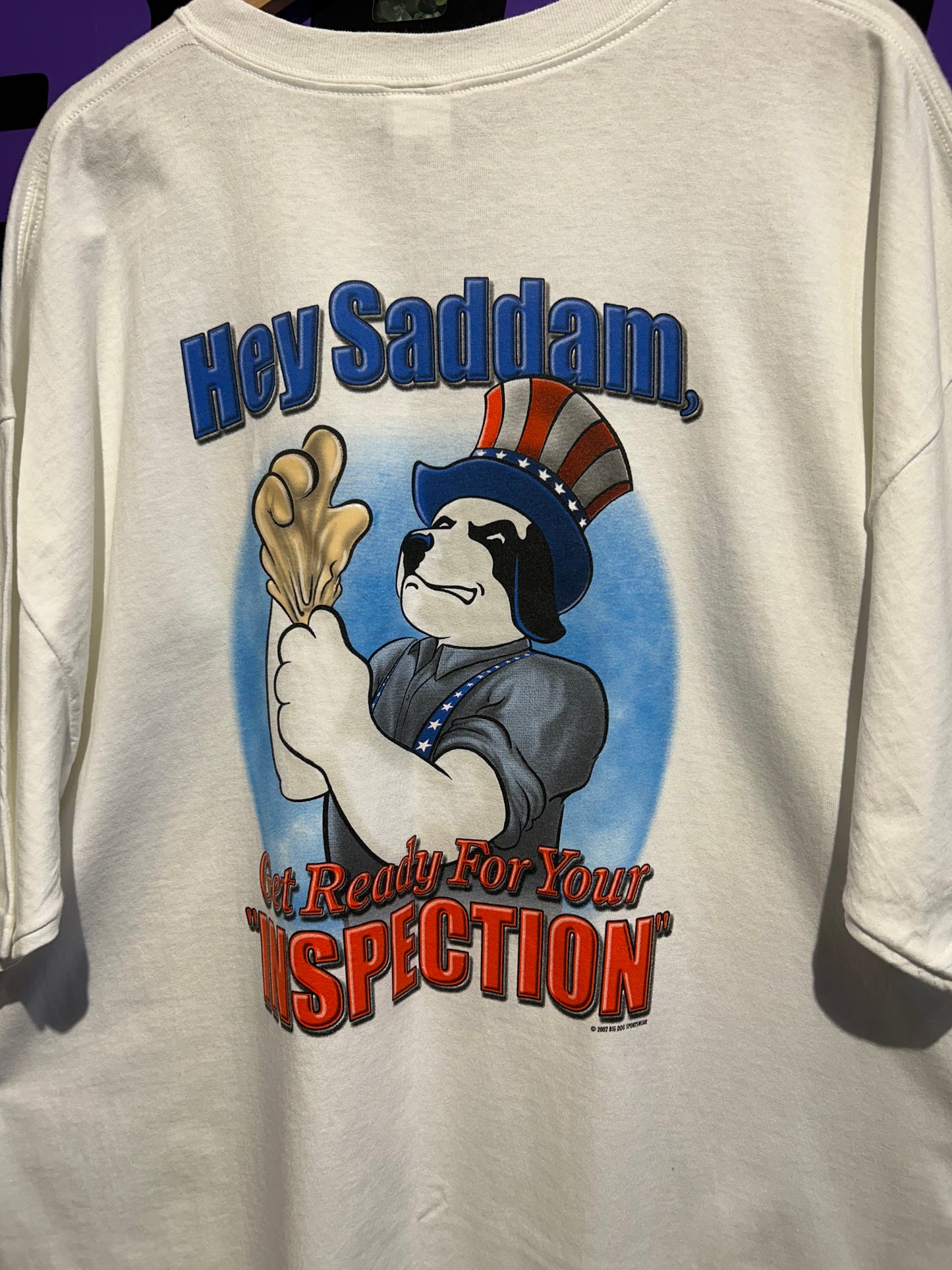 2002 Big Dogs Saddam Hussein Inspection T-Shirt. Size XXL