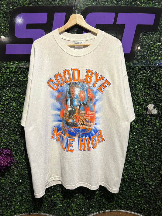 2001 Denver Broncos Good Bye Mile High T-Shirt. Size XXL