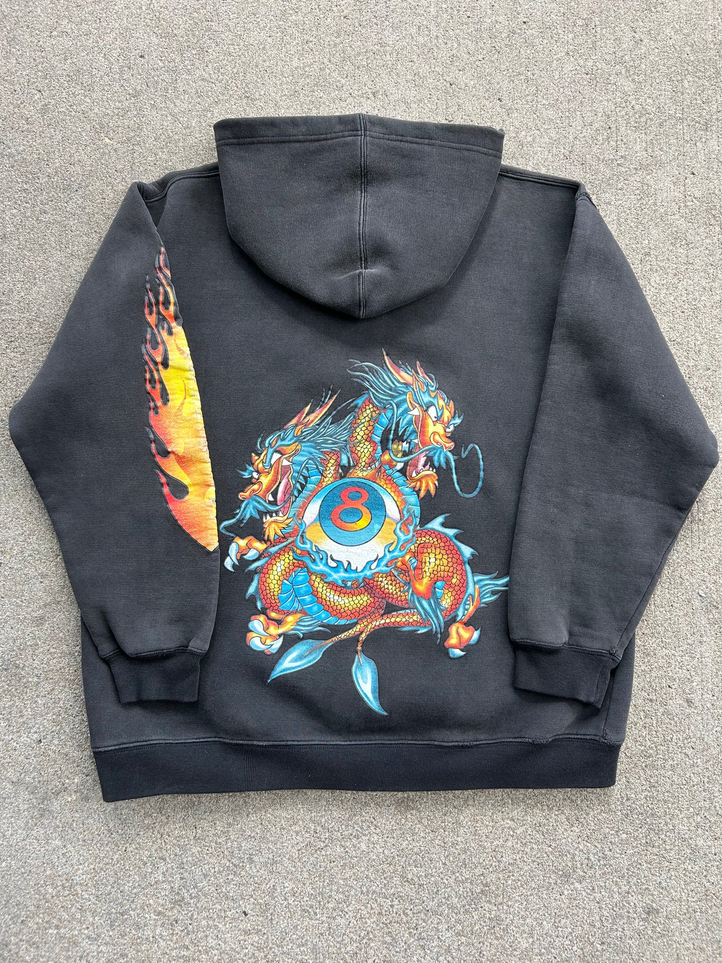 Vintage JNCO 8Ball Flame Dragon Hoodie. Size Medium