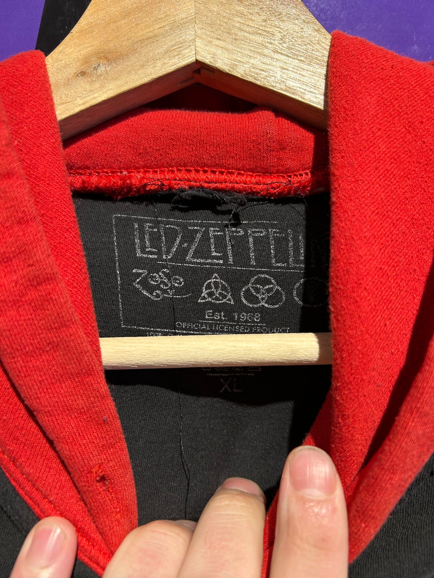 00s Led Zeppelin Homemade Hoodie. Size Large