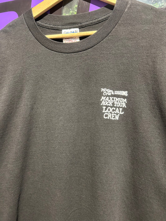 Vintage Motley Crue & Scorpions Maximum Rock Tour Local Crew T-Shirt. Size XL