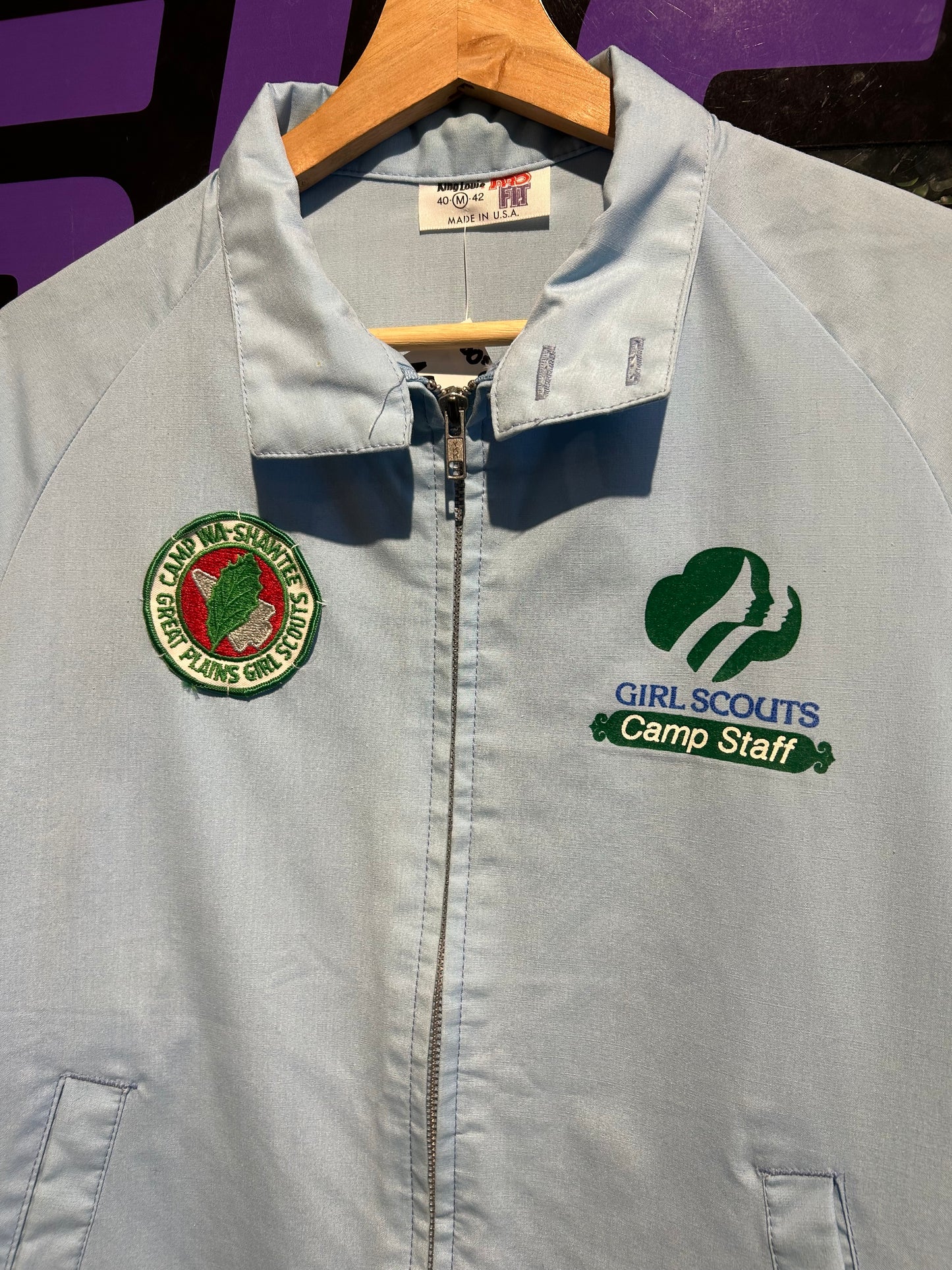 80s Girl Scouts Camp Staff Zip-Up Jacket. Size M/L
