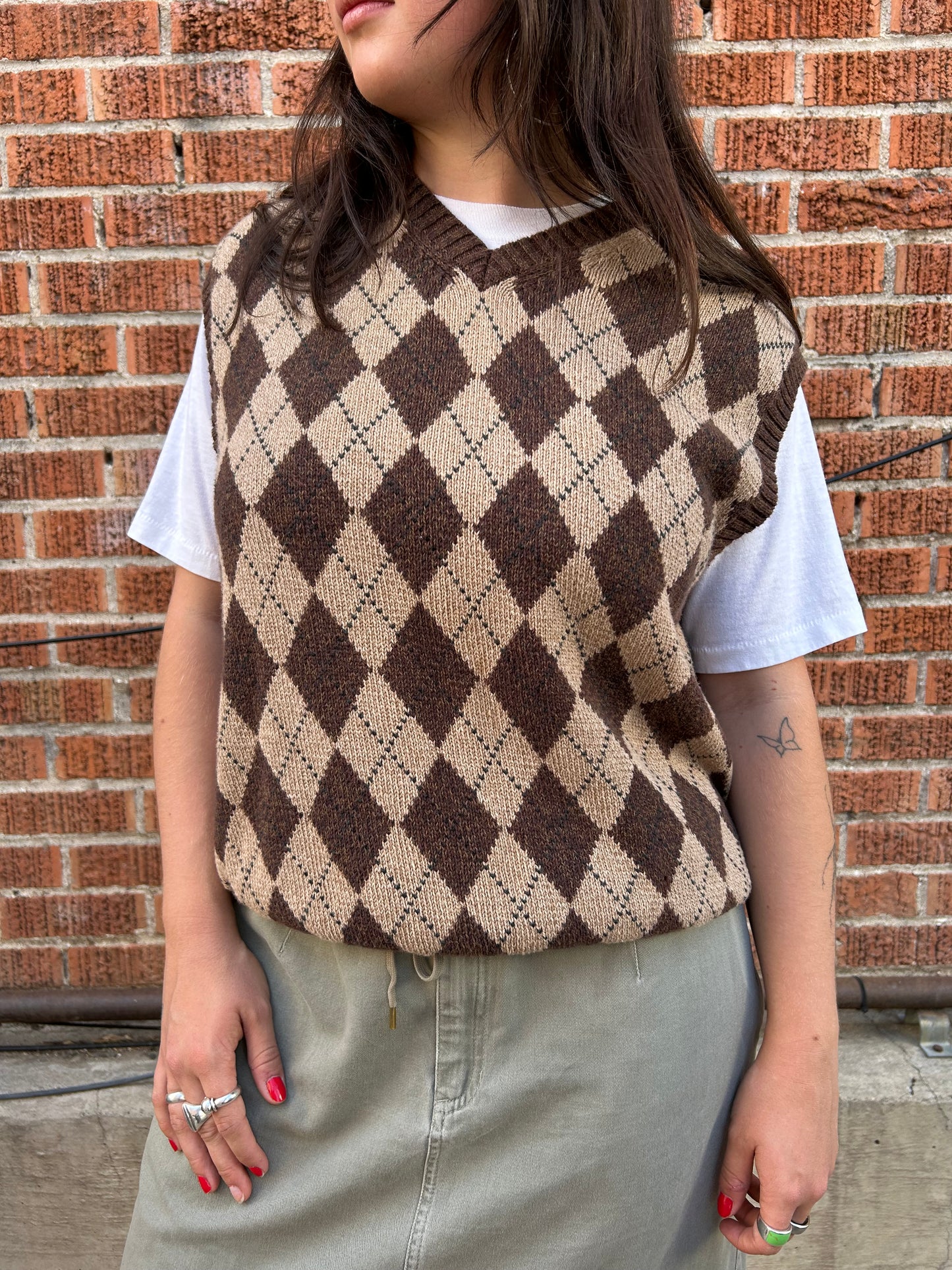 Vintage St. John’s Bat Argyle Sweater Vest. Size Large