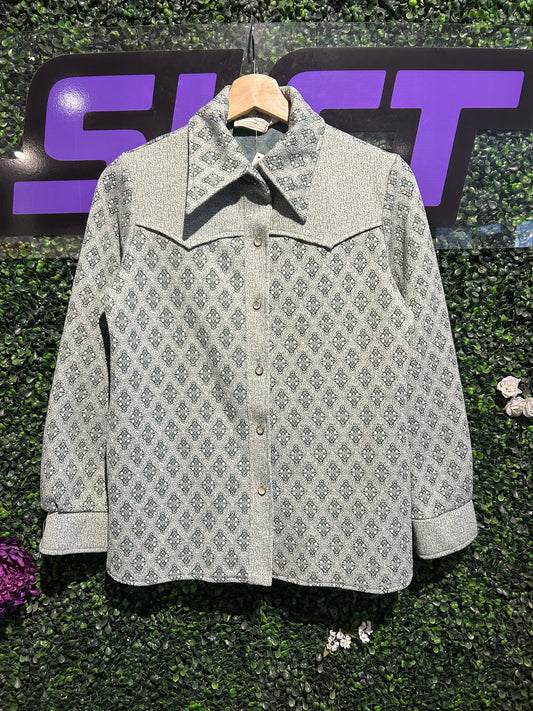 70s H Bar C Western Pearl-Snap Button-Up Shirt/Jacket. Size Medium
