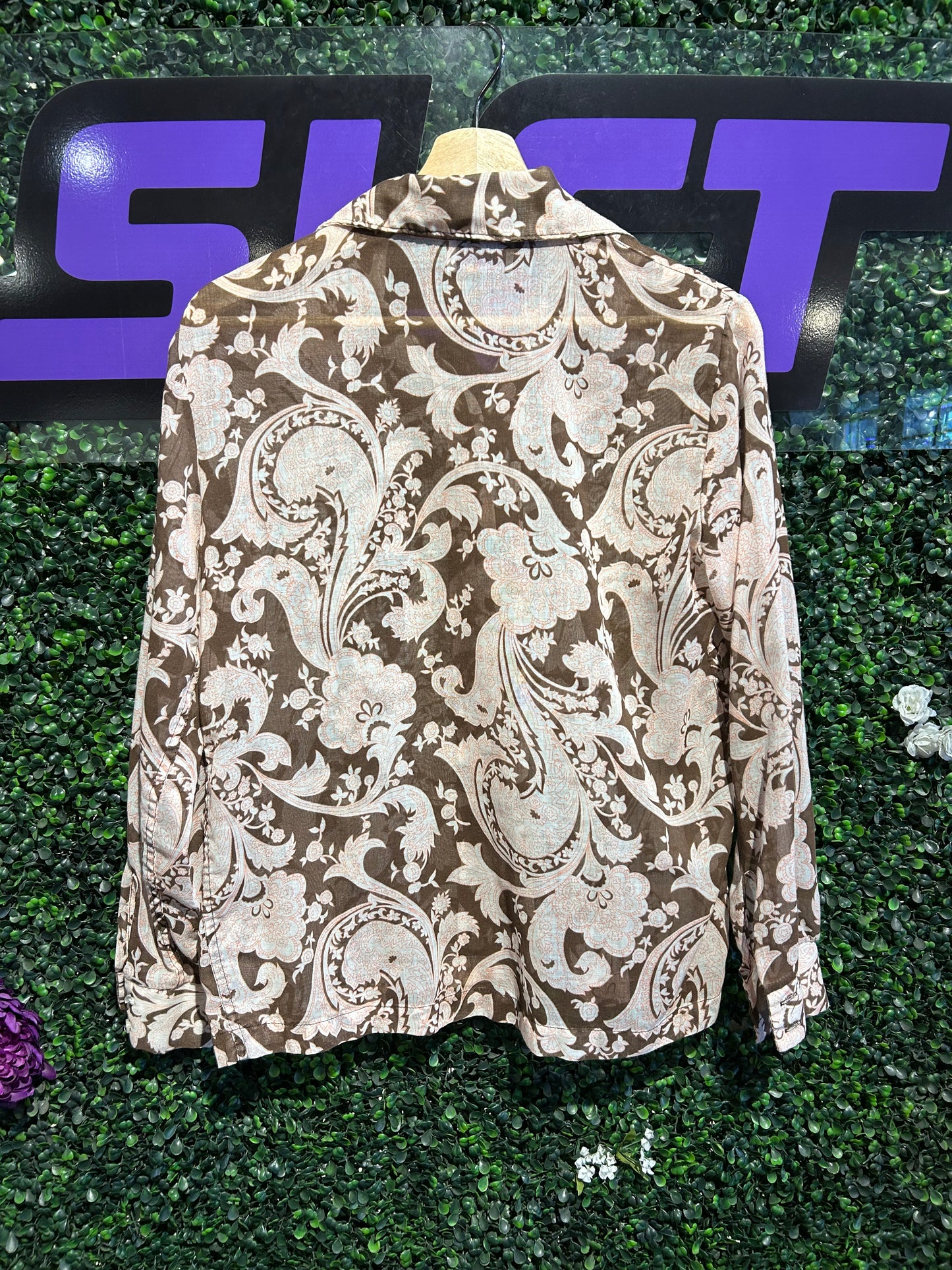 60s/70s Permanent Press Paisley/Floral Button-Up Shirt. Size S/M