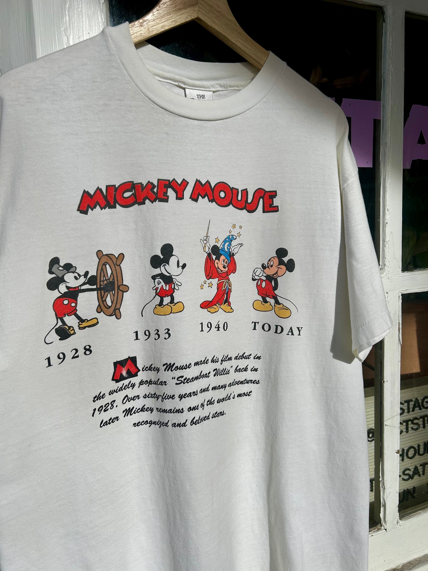90s Mickey Mouse Through The Years T-Shirt. Size L/XL