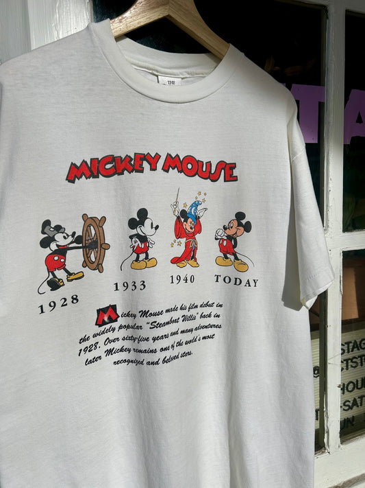 90s Mickey Mouse Through The Years T-Shirt. Size L/XL