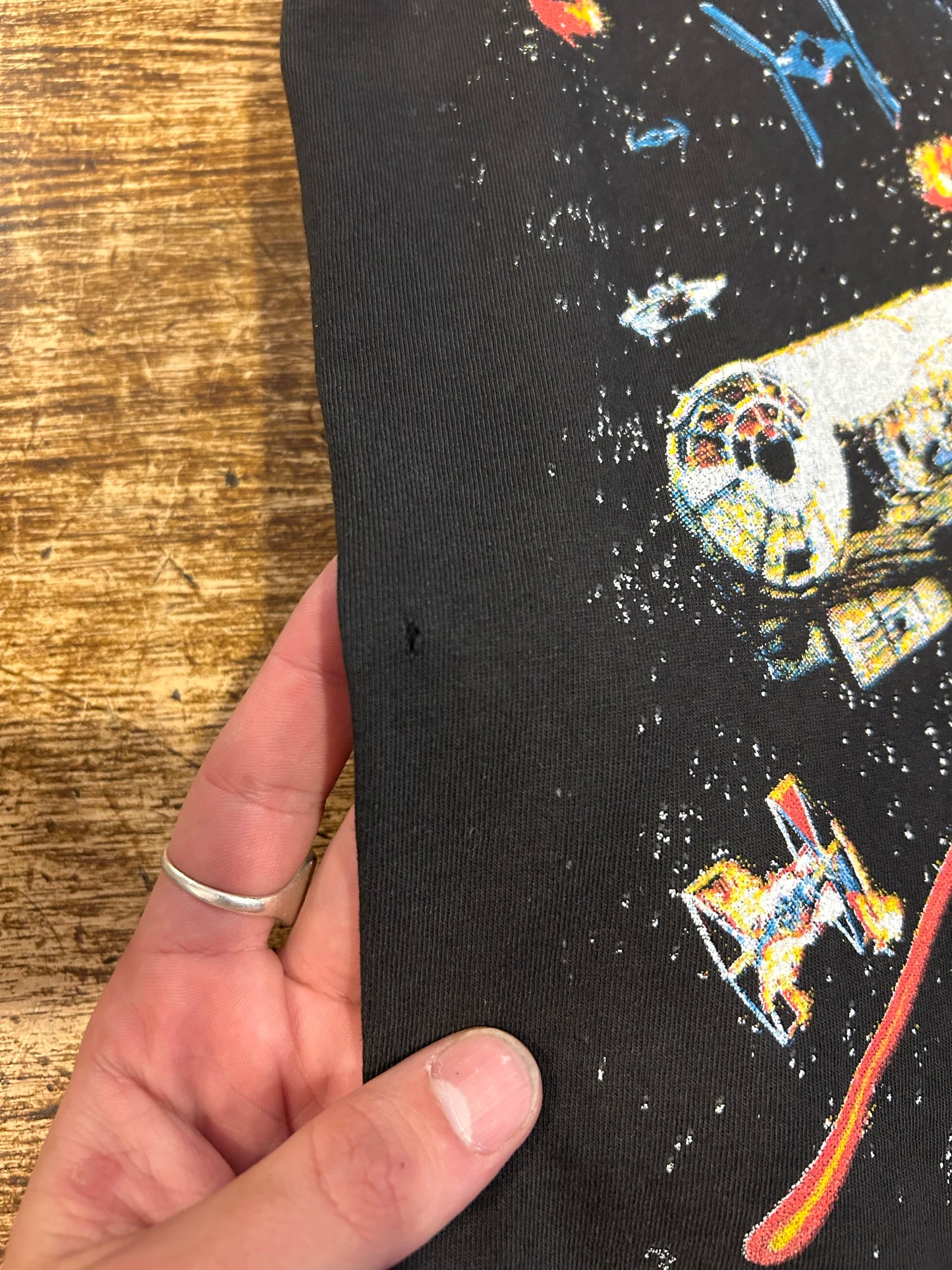 1996 Star Wars Death Star Galaxy AOP T-Shirt. Size S/M