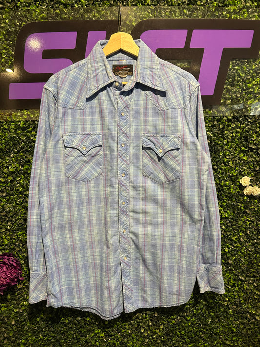 70s Champion Western Pearl-Snap Button-Up Shirt. Size Large