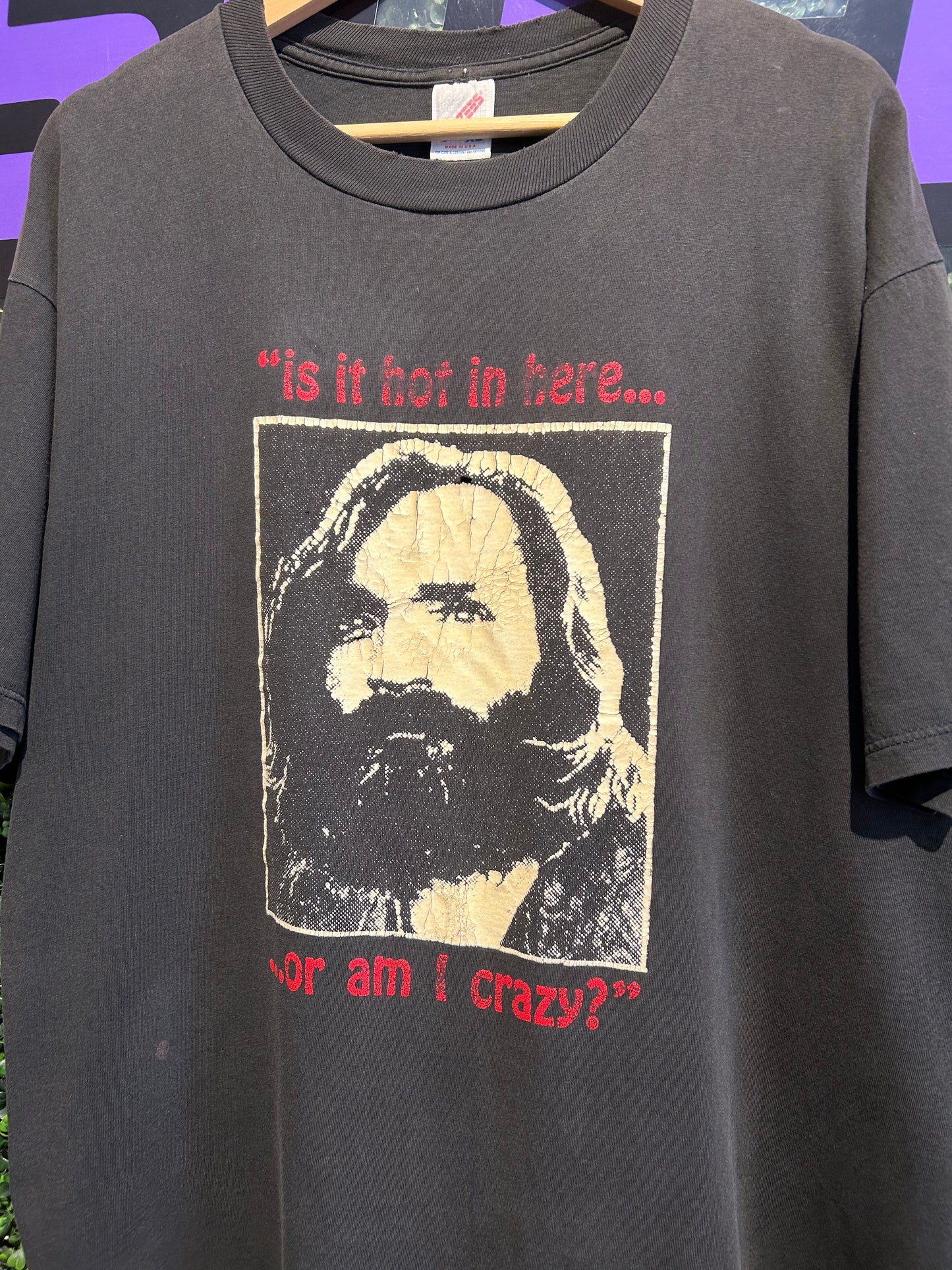 90s Charles Manson “Is It Hot In Here Or Am I Crazy?” T-Shirt. Size XL