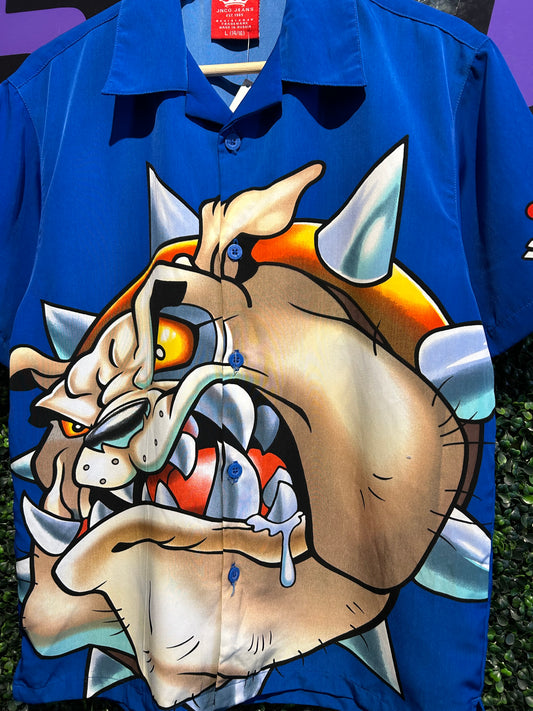 Vintage JNCO Bulldog Button-Up Shirt. Size Medium