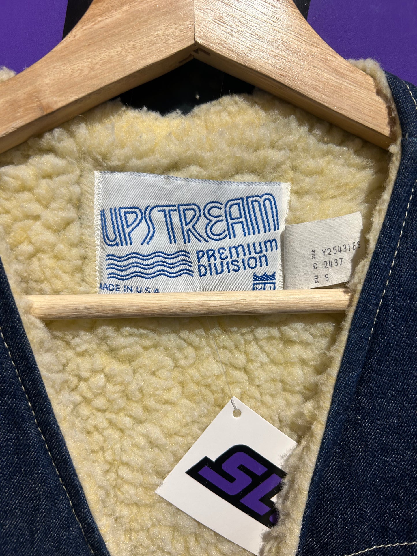 70s Upstream Fleece-Lined Denim Vest. Size Small