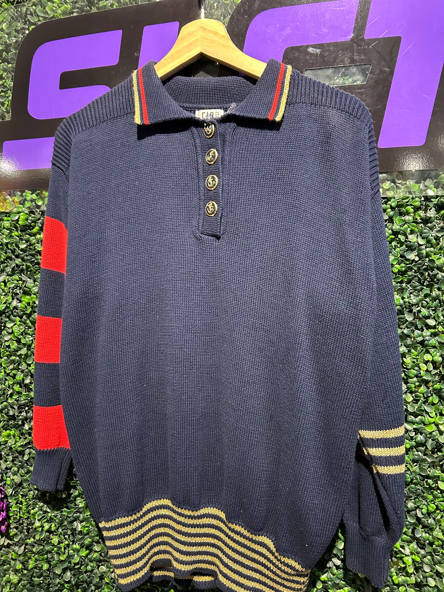 Vintage Italian Collared Knit Sweater. Size Small