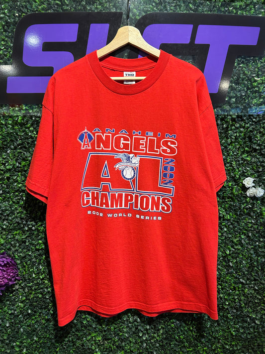2002 Anaheim Angels American League Champions T-Shirt. Size XL