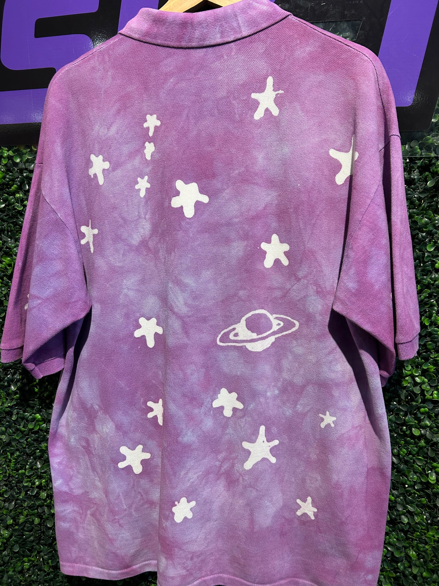1996 Tie-Dye Galaxy Earth Polo Shirt. Size XL