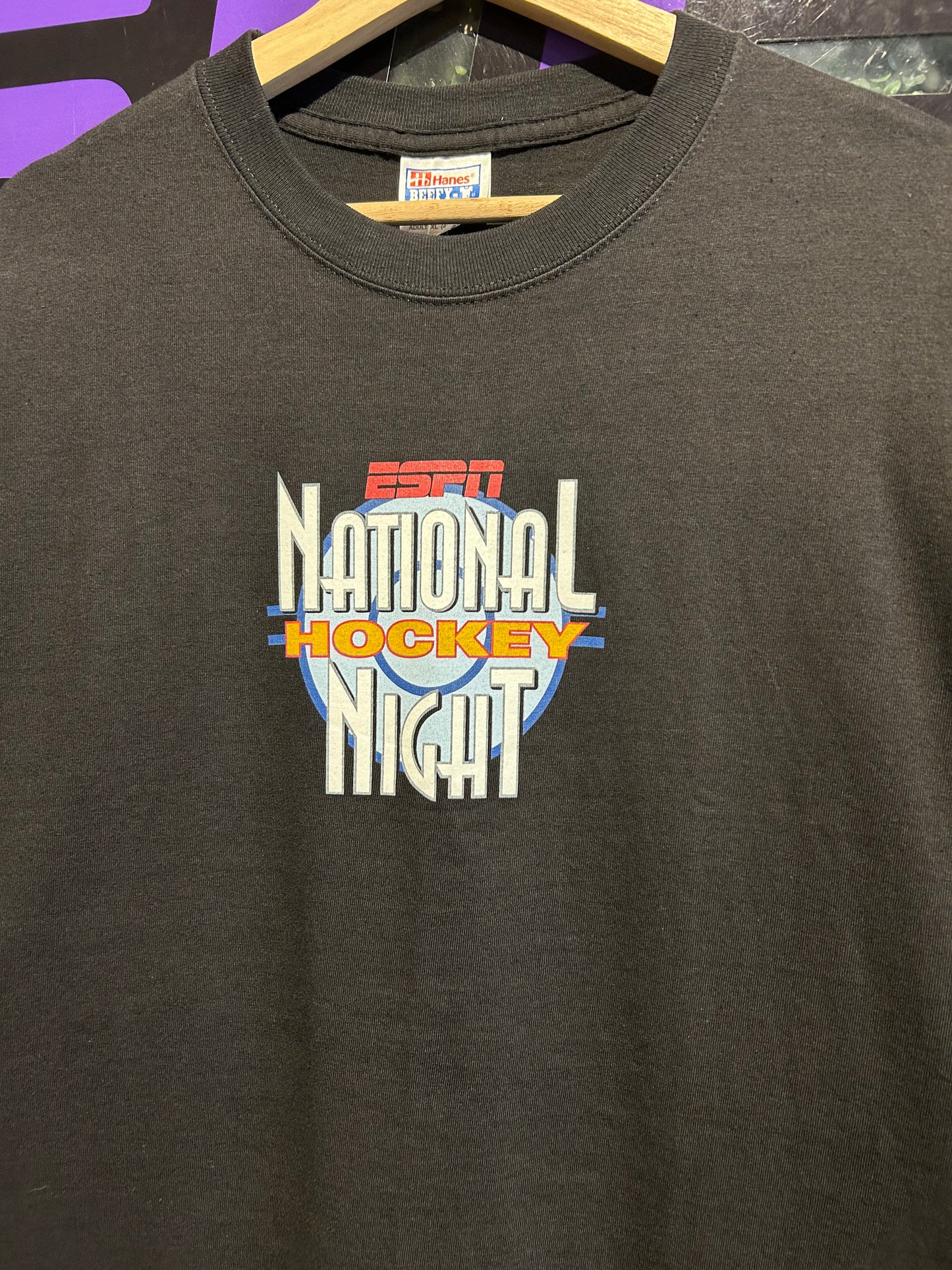 90s ESPN National Hockey Night Video-Game Promo T-Shirt. Size XL (NWT)