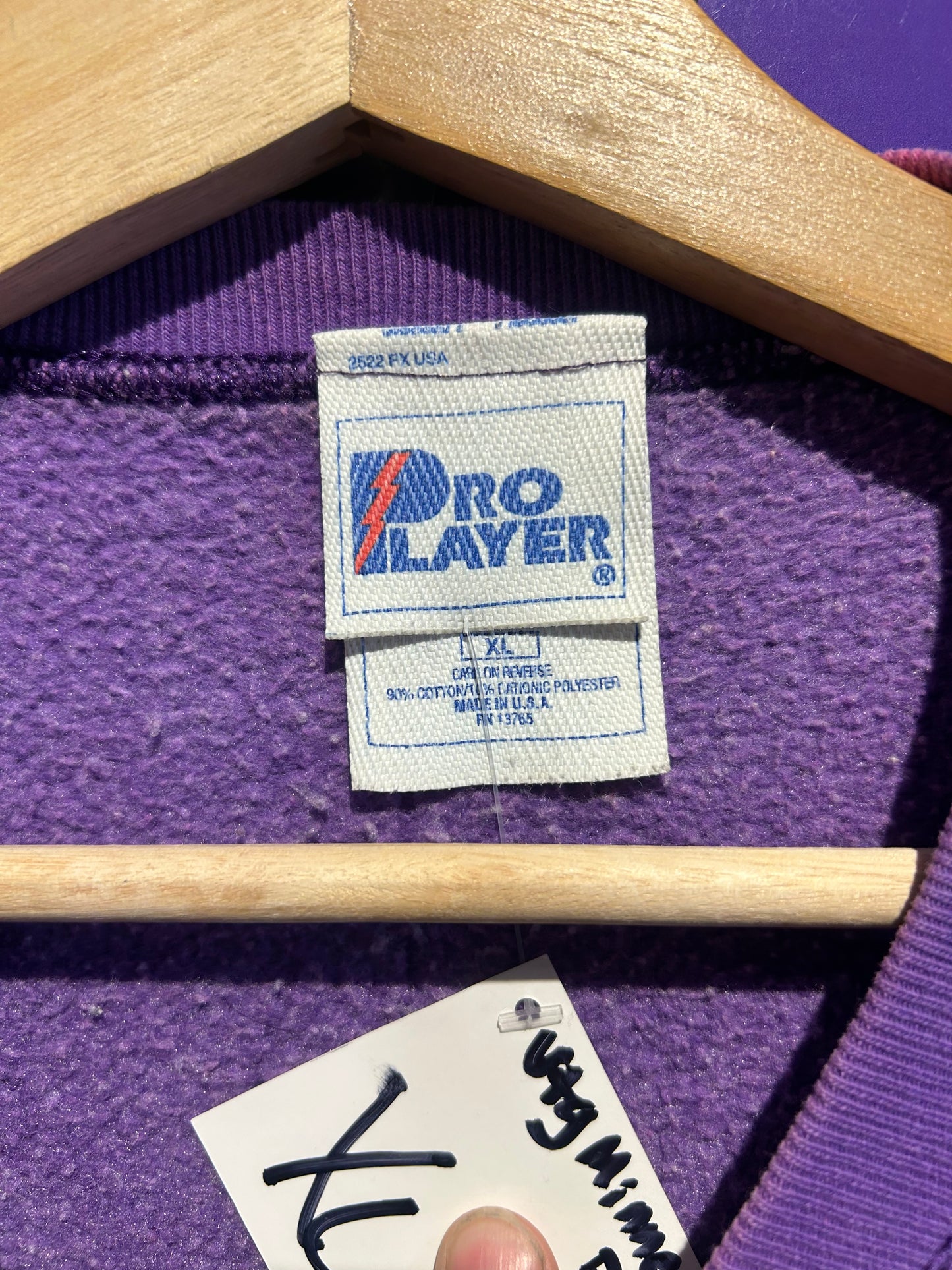 90s Minnesota Vikings Pro Player Embroidered Crewneck. Size XL