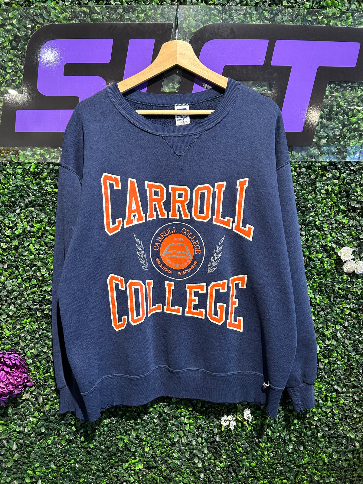 90s Carroll College Russell Crewneck. Size Large