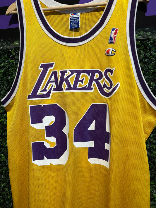 Vintage Los Angeles Lakers #34 Shaquille O’Neal Champion Jersey. Size L/XL