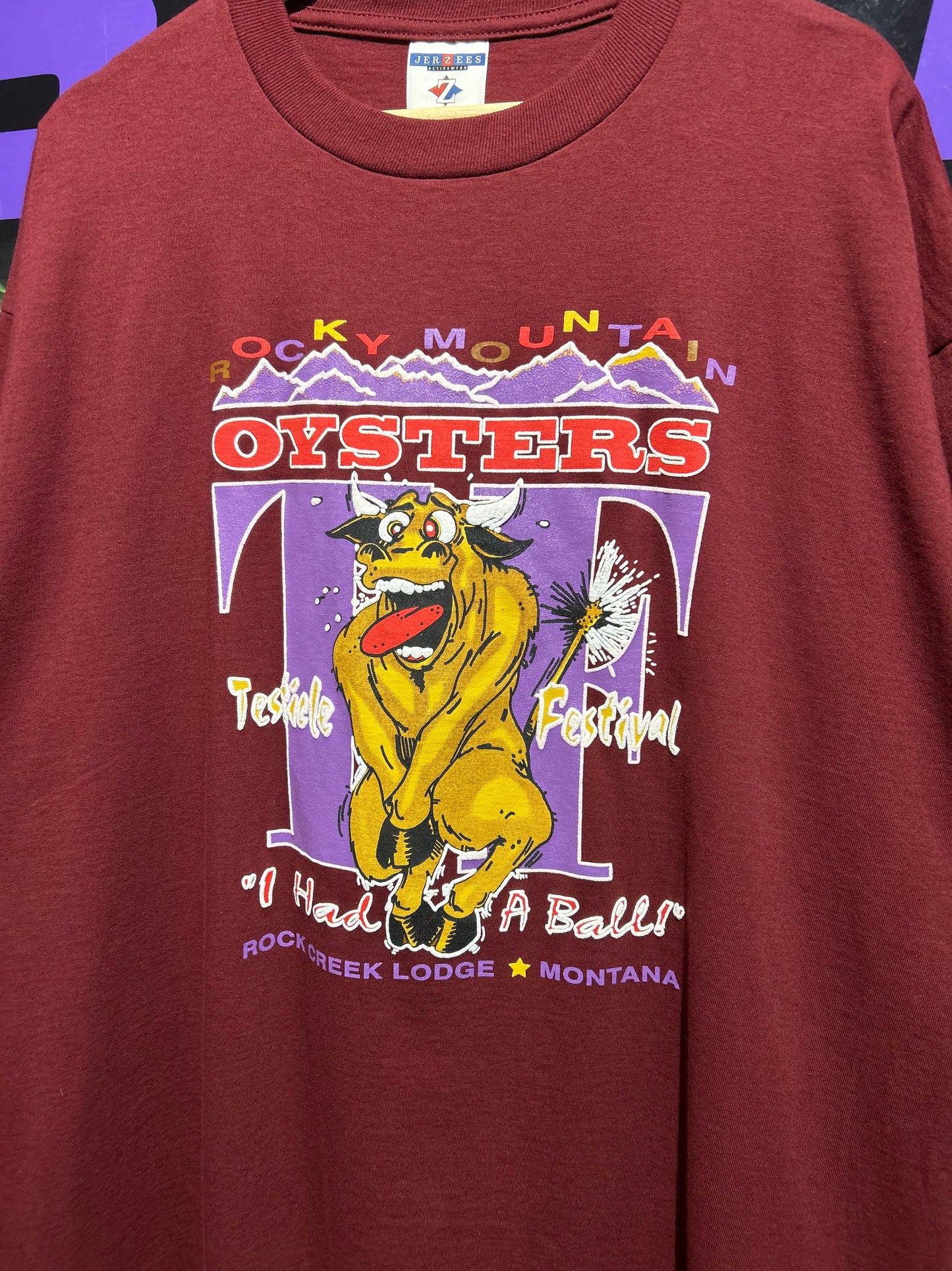 Vintage Testicle Festival Rocky Mountain Oyster T-Shirt. Size XL