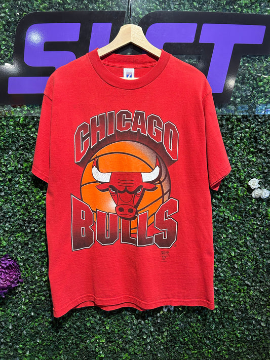 90s Chicago Bulls Logo7 T-Shirt. Size Large
