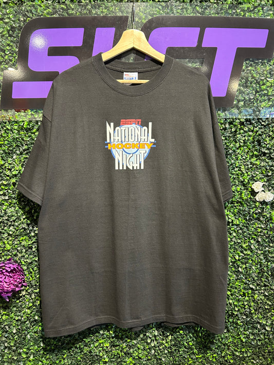 90s ESPN National Hockey Night Video-Game Promo T-Shirt. Size XL (NWT)