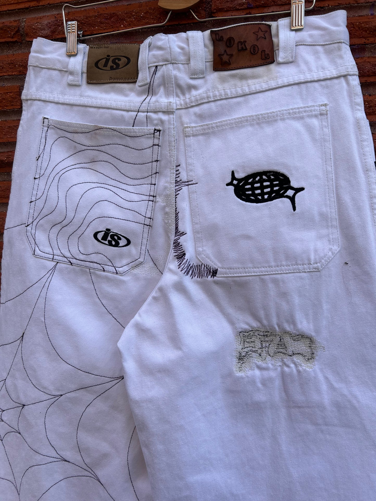 SLCT x LOKOL Reworked 90s Interstate Baggies. 37” x 31”